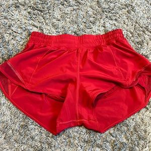 Red Lululemon Hotty Hot shorts